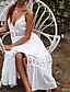 economico Abiti casual bianchi-Per donna Abito Midi Abito in cotone e lino Abito Sottoveste Abito Boho Essenziale Classico Moderno Vacanza Ferie Uscire Vestibilità regolare Semplice Senza Maniche Spalline sottili Bianco Estate