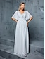 preiswerte Unter 129,99 $-Kleid Brautmutterkleid Elegant V-Ausschnitt Bodenkörper Polyester Halber Ärmel mit Einfarbig
