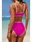 preiswerte Bikini-Sets-Damen Badeanzug Bikini Zweiteilig Bademode Rückenfrei Patchwork Tropisch Strandbekleidung Farbblock V Ausschnitt Ärmellos Badeanzüge