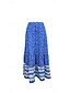 ieftine Fuste grafice-Pentru femei Fustă Modă Boho Maxi Talie Medie Fuste Floral Imprimeu Micro-elastic Stradă Ieșire Roșu-aprins Vară Poliester