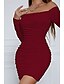 voordelige Afstudeerjurken-Dames Mini-jurk Witte jurk Afstudeerjurk Bodycon Modieus Modern Vakantie Verjaardag valmistuminen Normale pasvorm Effen Lange mouw Schouderafhangend Zwart Wit Wijn Rood Zomer
