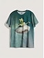 billige Dyrene tee-Dame T skjorte Sommertopper Grafisk Dyr Klassisk Fritid Kortermet Crew-hals Crop Tops Daglig Helg Trykt mønster Regnbue Sommer Vår Høst