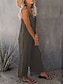 preiswerte Kunst &amp; Design Jumpsuit-Damen-Jumpsuit aktiv einfarbig ärmellos U-Ausschnitt Urlaub täglich lockere Passform Schwarz Armeegrün Rot Sommer