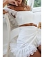 preiswerte Sets-Damen Elegant Mode Zweiteilige Sets Ärmellos Schulterfrei Einfach Spitze Kalter Schulter-Schnitt Party Ferien Date Schwarz Weiß Sommer Normale Passform