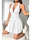abordables Robes de Diplôme-Femmes Mini Robe Robe Blanche Robe de remise des diplômes Mode Extérieur Anniversaire Remise des Diplômes Coupe régulière Uni Sans manches Col Halter Noir Blanche Rouge Été