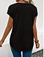 abordables T-shirt uni-Femmes T-shirt Couleur Unie Occasionnel Manche Courte Col en V Hauts Réguliers Quotidien Sortir Week-end Imprimé Noir Bleu Été