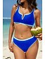 preiswerte Bikini-Sets-Damen Badeanzug Bikini Zweiteilig Bademode Rückenfrei Patchwork Tropisch Strandbekleidung Farbblock V Ausschnitt Ärmellos Badeanzüge
