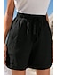 cheap Cotton Linen Shorts-Women&#039;s Cotton Linen Shorts Shorts Slacks Casual Short Natural Plain Pocket Elastic Drawstring Design Breathability Soft Micro-elastic Street Daily Wear Grey Black Summer Regular Fit