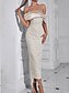 abordables Robes de cocktail-Robe fourreau  colonne en jacquard élégante robe de mariage robe invitée midi longueur décolletée à épaules dénudées robe de derby invitée de mariage