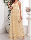 preiswerte Semi-formal / Cocktail-A-Linien Quinceanera Kleider Elegantes Kleid Hochzeit Hochzeitsgast Bodenlang Ärmellos V-Ausschnitt Tüll Rückenlos mit Falten