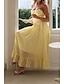 preiswerte Weiße Freizeitkleider-Damen Midikleid Weißes Kleid Unterkleid Mode Abschlussfeier Date Ausgehen Normale Passform Einfach Ärmellos Spaghettiträger Weiß Gelb Sommer