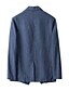 billige Herre Elite Yttertøy-herreblazer i 100 % lin, dresser, bryllupsdag, ferie, elegant, nøytral, vår og høst, bomull, lin, ensfarget, knapper, komfortabel, enkeltspent blazer med to knapper, mørkegrå, marineblå