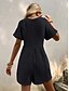 preiswerte Kunst &amp; Design Jumpsuit-Damen Jumpsuit Aktive Einfarbig Kurzarm V-Ausschnitt Tasche Urlaub Täglich Reguläre Passform Schwarz Grün Aprikose Sommer