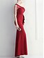billige BLÅ-Mermaid  Trumpet Quinceanera Kjoler Elegant Kjole Bryllup Bryllup Gæst Gulvlængde Uden Ærmer En Skulder Polyester med Slids
