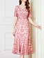 baratos Comprimento do chá-Vestido de Mãe da Noiva em A Linha Elegante Vintage Festa Decote em V Comprimento Chá Renda Cordada Manga Curta com Lantejoulas Vestido Midi de Renda