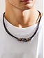 billiga Herrsmycken-mäns läderhalsband och armbandsset – vintage knutdesign med metallaccenter, justerbara handgjorda smycken för casual, biker och boho stil, perfekt för dagligt slitage och presenter