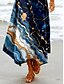preiswerte Kunst &amp; Design Kleider-Damen Maxikleid Sommerkleid Shiftkleid Urlaub Lässig Strand Party Strand Normale Passform Ombre Grafik Abstrakt Ärmellos V Ausschnitt Azurblau Sommer Frühling