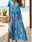 tanie Sukienki boho-Damskie Sukienka maxi Sukienka letnia Sukienka A line Letnie sukienki Urlop Codzienny Codzienny Regularny Graficzny Plemienny Krótki rękaw W serek Niebieski Fioletowy Pomarańczowy Lato