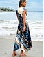 preiswerte Kunst &amp; Design Kleider-Damen Maxikleid Sommerkleid Shiftkleid Urlaub Lässig Strand Party Strand Normale Passform Ombre Grafik Abstrakt Ärmellos V Ausschnitt Azurblau Sommer Frühling