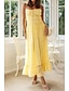 preiswerte Weiße Freizeitkleider-Damen Midikleid Weißes Kleid Unterkleid Mode Abschlussfeier Date Ausgehen Normale Passform Einfach Ärmellos Spaghettiträger Weiß Gelb Sommer