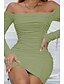 voordelige Afstudeerjurken-Dames Mini-jurk Witte jurk Afstudeerjurk Bodycon Modieus Modern Vakantie Verjaardag valmistuminen Normale pasvorm Effen Lange mouw Schouderafhangend Zwart Wit Wijn Rood Zomer