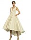 abordables robes de mariée décontractées-Robe de Mariée Robe Ball Gown Col en V Sans Manches Asymétrique Taffetas Robes de Mariée Avec Plis Poche