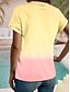 cheap Art&amp;Design Blouses-Women's Shirt V Neck Button Down Blouse Summer Tops Ombre Graphic Tree Tropical Daily Hawaiian Short Sleeve Shirt Collar Regular Tops Daily Buttons Print Yellow Summer
