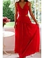 baratos Vestidos de Formatura-Mulheres Vestido Longo Vestido Maxi Vestido branco Vestido de formatura Moda Graduação Encontro Para Noite Normal Tecido Sem Manga Decote V Branco Vermelho Vermelho Rosa Verão