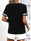 billige Plain t-skjorte-Dame T skjorte Fargeblokk Stripet Fritid Kortermet V-hals Vanlige topper Daglig Helg Trykt mønster Svart og Hvit Sommer