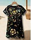 billige Blomsterkjole-Kvinde Mini Kjole A Linie Kjole T Shirt Kjole Tee Kjole Casual Ferie Daglig Regular Fit Blomster Grafisk Paisley Kort Ærme V Uhøj Sort Mørke Grøn Grøn Sommer Forår