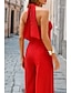 preiswerte Party-Overalls-Damen Normal Overall Elegant Einfarbig Ärmellos Neckholder Rückenfrei Party Normale Passform Schwarz Weiß Rote Sommer