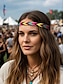 abordables Accessoires pour cheveux pour femmes-Bandeau tressé bohème pour femme - accessoire de cheveux élastique fait main pour festival, style hippie coloré, parfait pour les événements musicaux et les tenues décontractées