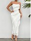 preiswerte Weiße Freizeitkleider-Damen kleid lang Weißes Kleid Ballkleid abendkleider Cocktailkleid Modisch Modern festliche kleider damen Hochzeit Party Besondere Anlässe Regular Fit Glatt Ärmellos Trägerlos Weiß Rosa Blau Grün