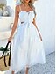 preiswerte Abschlusskleider-Damen Langes Kleid Maxikleid Weißes Kleid Abschlusskleid Freizeitkleid Schwingkleid Mode Modern Täglich Strand Wochenende Normale Passform Einfach Ärmellos Spaghettiträger Schwarz Weiß Gelb Blau