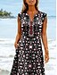 abordables Robes Boho-Femmes Robe maxi Robe d&#039;Été Robe trapèze Vacances Boho Chaussures de plage Soirée Plage Coupe Standard A Ombre Fleuri Graphique Sans manches Col en V Noir Été Printemps