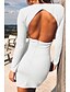 abordables Robes de Diplôme-Femmes Mini Robe Robe Blanche Robe de remise des diplômes Moulant Mode Moderne Extérieur Anniversaire Remise des Diplômes Coupe régulière Uni manche longue Décolleté plongeant Noir Blanche Rouge Été