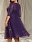 abordables Robes pour invitées de mariage-Robe d&#039;invité de mariage A-Line élégante longueur thé à manches 3/4 col rond automne invité de mariage sequins avec paillettes