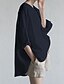 preiswerte Hemden-Damen Hemd Bluse Baumwoll-Leinen-Hemden Einfach Modern Lässig Halbarm Rundhalsausschnitt Normale Oberteile Täglich Ausgehen Asymmetrisch Schwarz Weiß Blau Khaki Grau Sommer