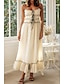 preiswerte Weiße Freizeitkleider-Damen Midikleid Weißes Kleid Unterkleid Mode Abschlussfeier Date Ausgehen Normale Passform Einfach Ärmellos Spaghettiträger Weiß Gelb Sommer