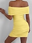 ieftine Rochii de absolvire-Pentru femei Rochie Mini Rochie albă Rochie de absolvire Bodycon Modă În aer liber Absolvire Dată Fit regulat Simplu Manșon scurt De Pe Umăr Negru Alb Galben Roșu-aprins Vară