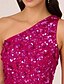 voordelige Schoen Avondjurken-Sheath  Kolom Beaded Jurk Celebrity Style Jurk Formele Bruiloft Gast Vloerlengte Mouwloos Één Schouder Chiffon met Bloemen Beading Pailletten Splits