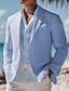economico Blazer di lino-Per uomo Blazer di Lino Giacca Sportiva Moda Casual Tinta unita Blazer azzurro cielo Rosa Azzurro cielo Vestibilità standard Monopetto Un Bottone