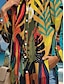 abordables Robe hawaïenne-Femmes Robe Midi Robe T-Shirt Occasionnel Date Coupe Ample Graphique Feuille manche longue Col de chemise Jaune Automne Hiver