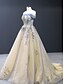 preiswerte lässige Brautkleider-Hochzeitskleider Ballkleid Off Shoulder Ärmellos Sweep  Brush Zug Satin Brautkleider mit Falten Applikationen