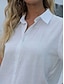 abordables Chemises-Chemisier féminin blouse couleur unie quotidienne stylée décontractée à manches courtes col chemise tops réguliers quotidien lin-like boutons noir blanc rose gris été printemps
