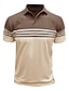 abordables Polo classique pour homme-Homme Polo en coton mélangé Chemise de golf Occasionnel Sports Classique Manche Courte Mode Frais Bloc de Couleur Rayures Boutons Été Printemps &amp; Automne Coupe régulière Marron Sapin Gris foncé Noir