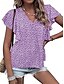 billige Kvindernes ferietoppe-Dame T-shirt Prikker Mode Moderne Kortærmet V-hals Almindelige toppe Daglig Drapering Trykt mønster Sort Gul Rød Blå Himmelblå Sommer