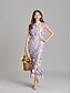 economico Semi-formale / Cocktail-Abiti da Quinceanera Sirena  Tromba Abito Elegante Matrimonio Ospite di Matrimonio Lunghezza alla Caviglia Maniche Corte Collo a Giro in Poliestere con Ricamo