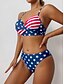 voordelige Bikinisets-Dames Zwemkleding Bikini 2 Delige Cheeky Badpak Rugloos Slanker Vakantie Strandkleding Vlag V Hals Mouwloos Badpakken