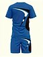 voordelige Bedrukte T-shirts voor heren-Voor heren Geometrisch 2 stuks T-shirts sets Zomer tops Korte mouw Korte broek Strakke ronde hals Sport Casual Buiten Urheilu Casual 3D-afdrukken Zomer Roodborstje Rood Rood